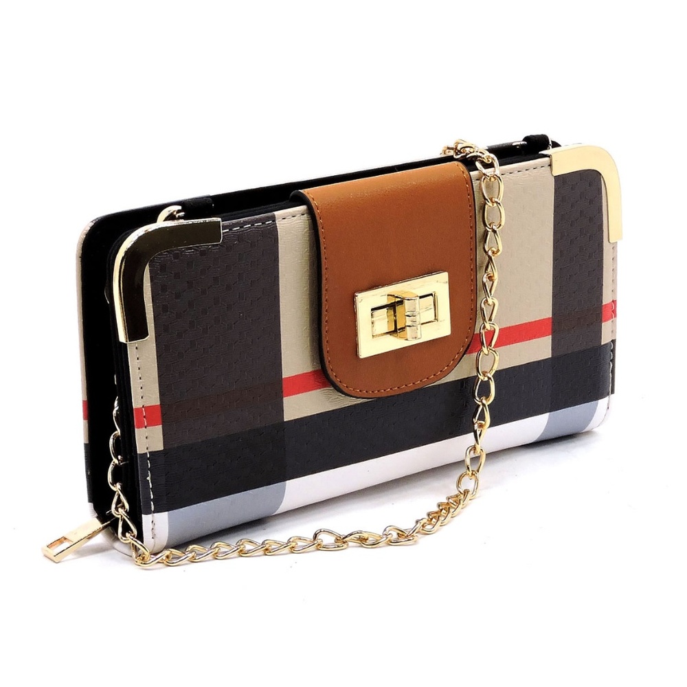 NEW Plaid Check Turn Lock Wallet - Picture 2 of 7